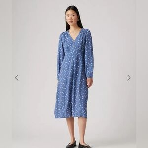 96. Levi’s | Sarina Long‑Sleeve Midi – Parasail Paisley Floral (Blue) – Small